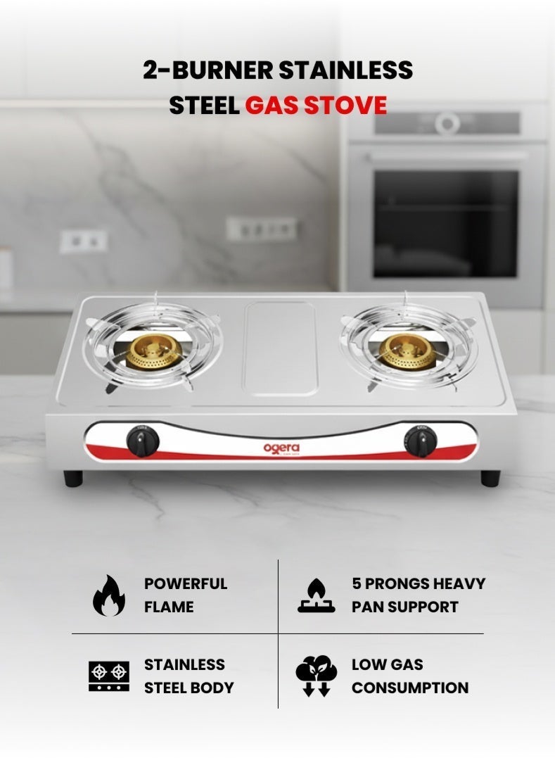 Stainless Steel Double Gas Burner Stove – 2 High-Efficiency…