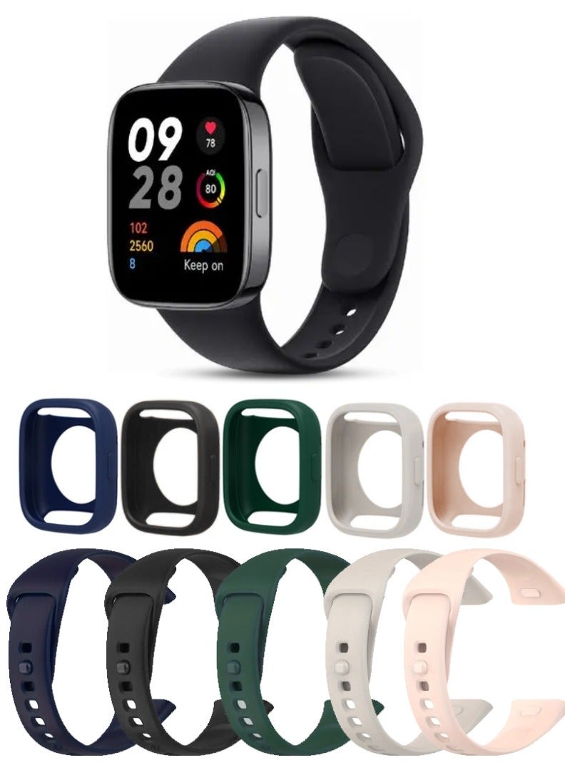 Compare Silicone Straps For Xiaomi Mi Watch lite 3Redmi Watch 3 Band + Watch Case, Soft Breathable Replacement Strap Wristband for Women Men  MultiColor at KSA Price
