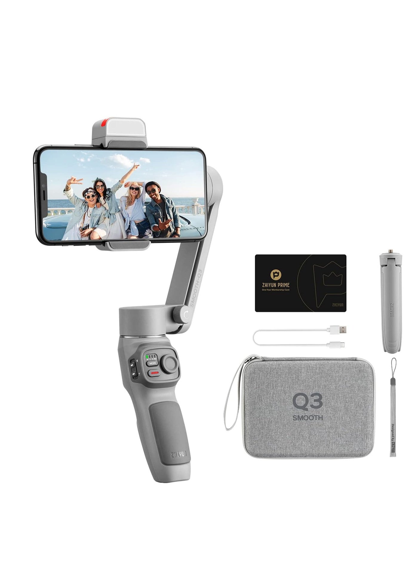 Compare Zhiyun Smooth Q3 Combo, Handheld 3Axis Smartphone Gimbal Stabilizer with Grip Tripod LED Fill Light Protective Case Foldable Phone for iPhone & Android at KSA Price