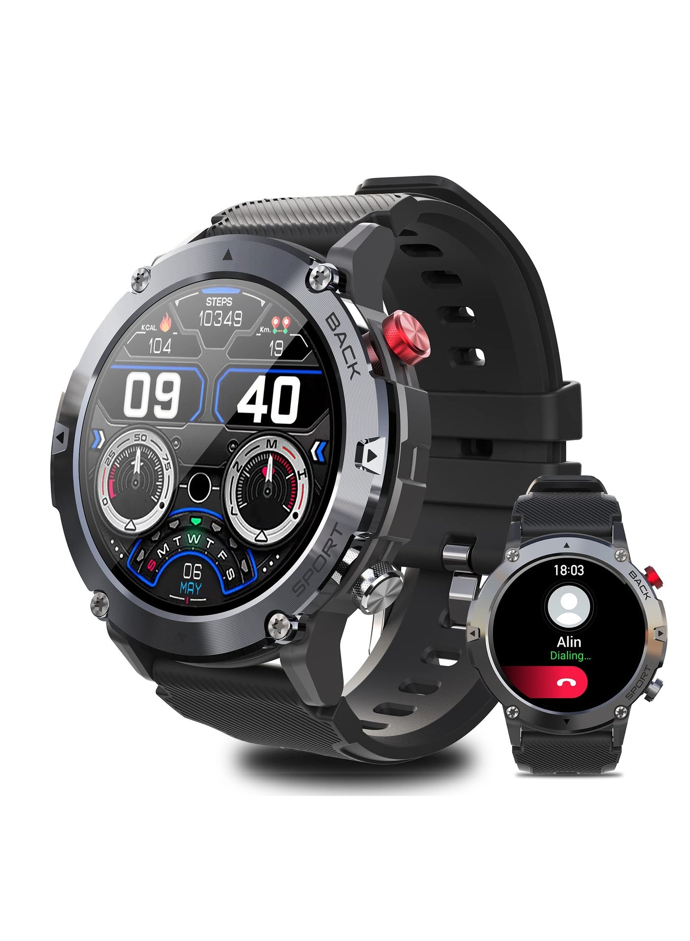 Compare Smart Watch for Men, Fitness Smartwatch with Bluetooth Call, IP68 Waterproof, Heart Rate Monitor, Sleep Tracker, and 20+ Sports Modes for Android and iOS at KSA Price