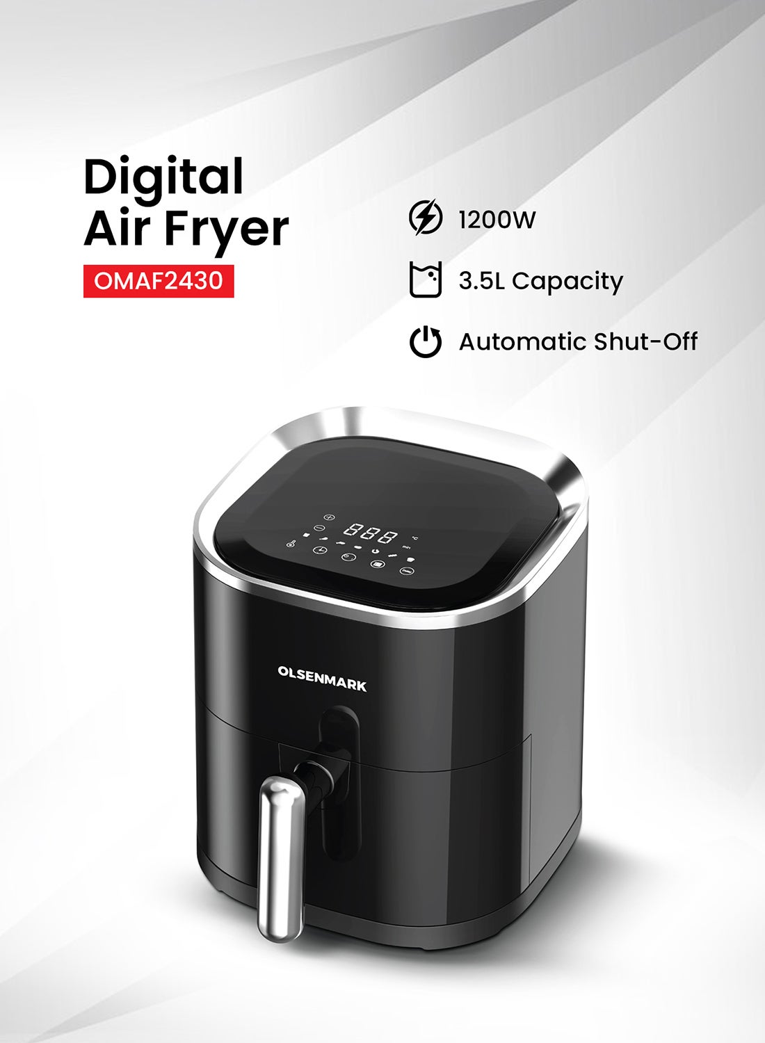 Compare 3.5L Digital Air Fryer – OilFree Healthy Cooking with NonStick Pot & Tray | 80% Less Fat | Auto ShutOff & Ready Alert | Adjustable Temperature Control | 1200W HighPerformance Air Circulation 3.5 L 1200 W OMAF2430 Black at KSA Price