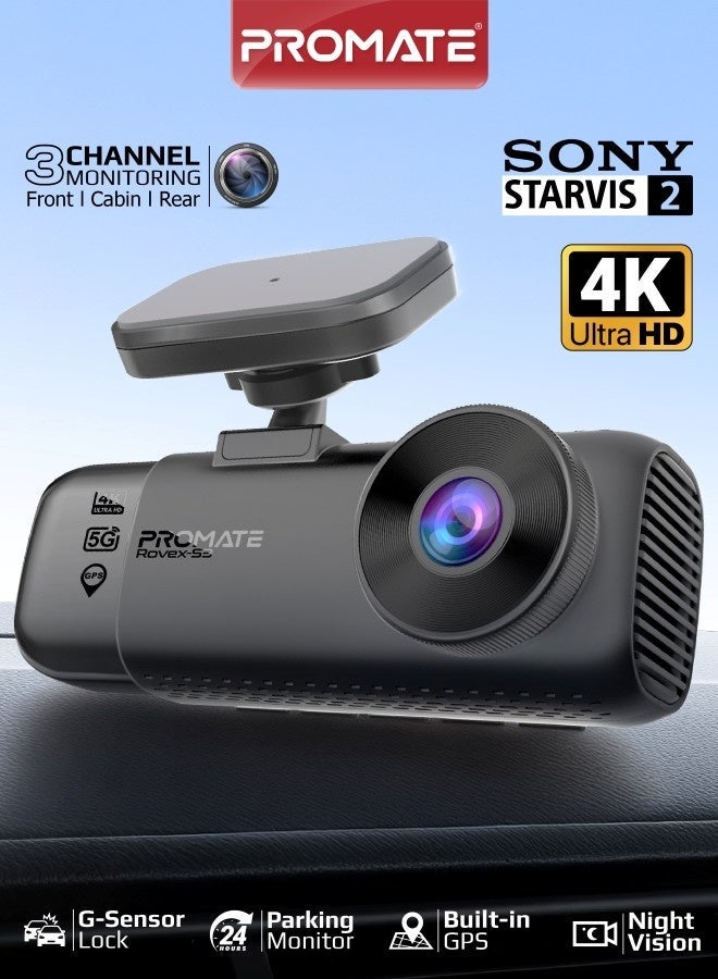 Rovex-S3 4K Ultra HD 3-Channel Dash Cam with…