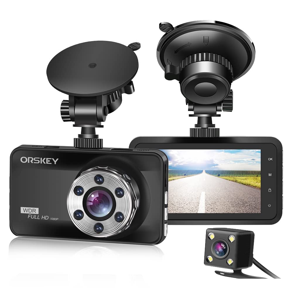 ORSKEY Dash Cam Front and Rear 1080P Full HD…