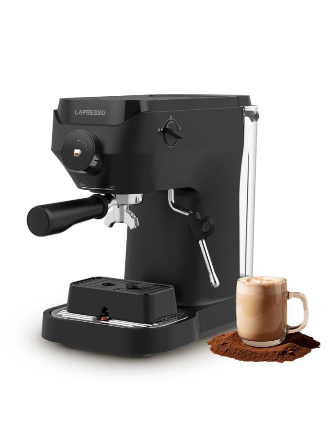 Compare LUCENERO 19 Bar Coffee Machine with LCD Screen, Customizable Settings For Any Coffee, Portafilter 54mm With 2 Basket Single & Double, 19 Bar Pressure, 1600W Power, Steam Wand 360° Rotation, Cup Warmer, Espresso Machines  Black at KSA Price
