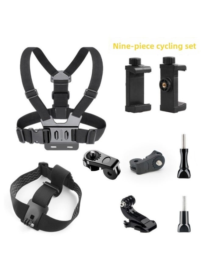 Compare Headmounted Mobile Phone Fixed Bracket Riding Diyi Person Shooting Bracket Live Sports Camera Motorcycle Riding Chest StrapColour:Chest Strap + Headband Ninepiece Set at KSA Price