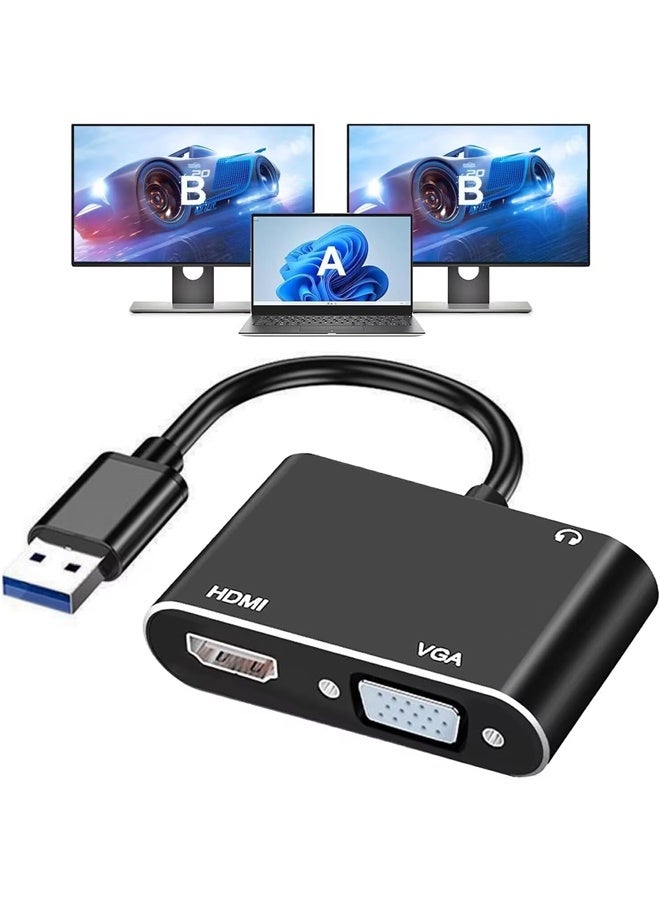 Compare USB 3.0 to HDMI VGA Adapter, USB to HDMI Converter?Monitor Display Video Adapter Converter?1080P HDMI and VGA Sync Output?Support Windows 1087 ?Black at KSA Price