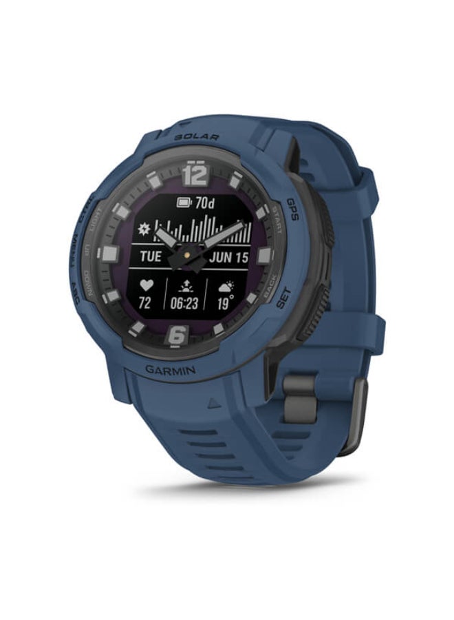 Compare Instinct Crossover Solar  45 Mm  Up To 28 Days Of Battery Life  0.9 Inch Monochrome Display, Scratch Resistant, Power Glass, Heart Rate Monitor, Stress Tracking, Smart Notification, Tap To Pay, Ios And Android Compatible Tidal Blue at KSA Price