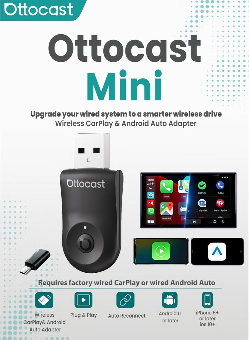OTTOCAST Mini 2-in-1 Wireless CarPlay & Android…