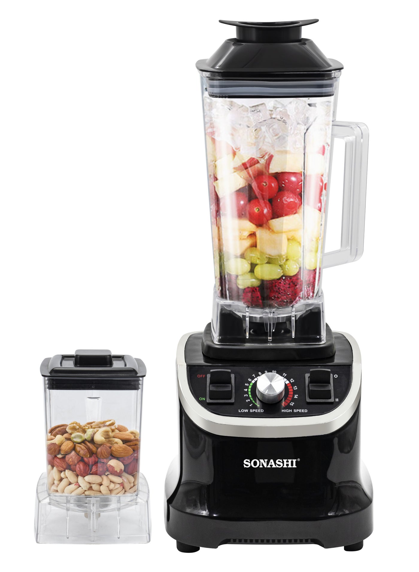 Compare 2in1 HighSpeed Blender with 2L Unbreakable Jar | 15 Speeds with Pulse Control & Overheat Protection | GrindingBlendingIce Crushing | Blender for Shakes, Smoothies, Nuts and Ice 1000W SB197 2 L 1000 W SB197 Black at KSA Price