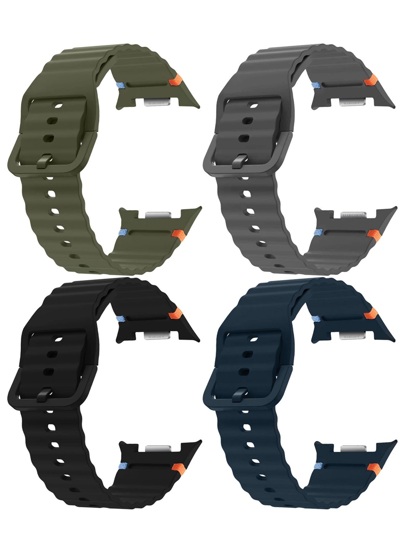 Compare 4 Packs Silicone Ocean Band for Samsung Galaxy Watch 8 Classic 46mm and Watch 8 40mm 44mm  Sport Band Strap at KSA Price