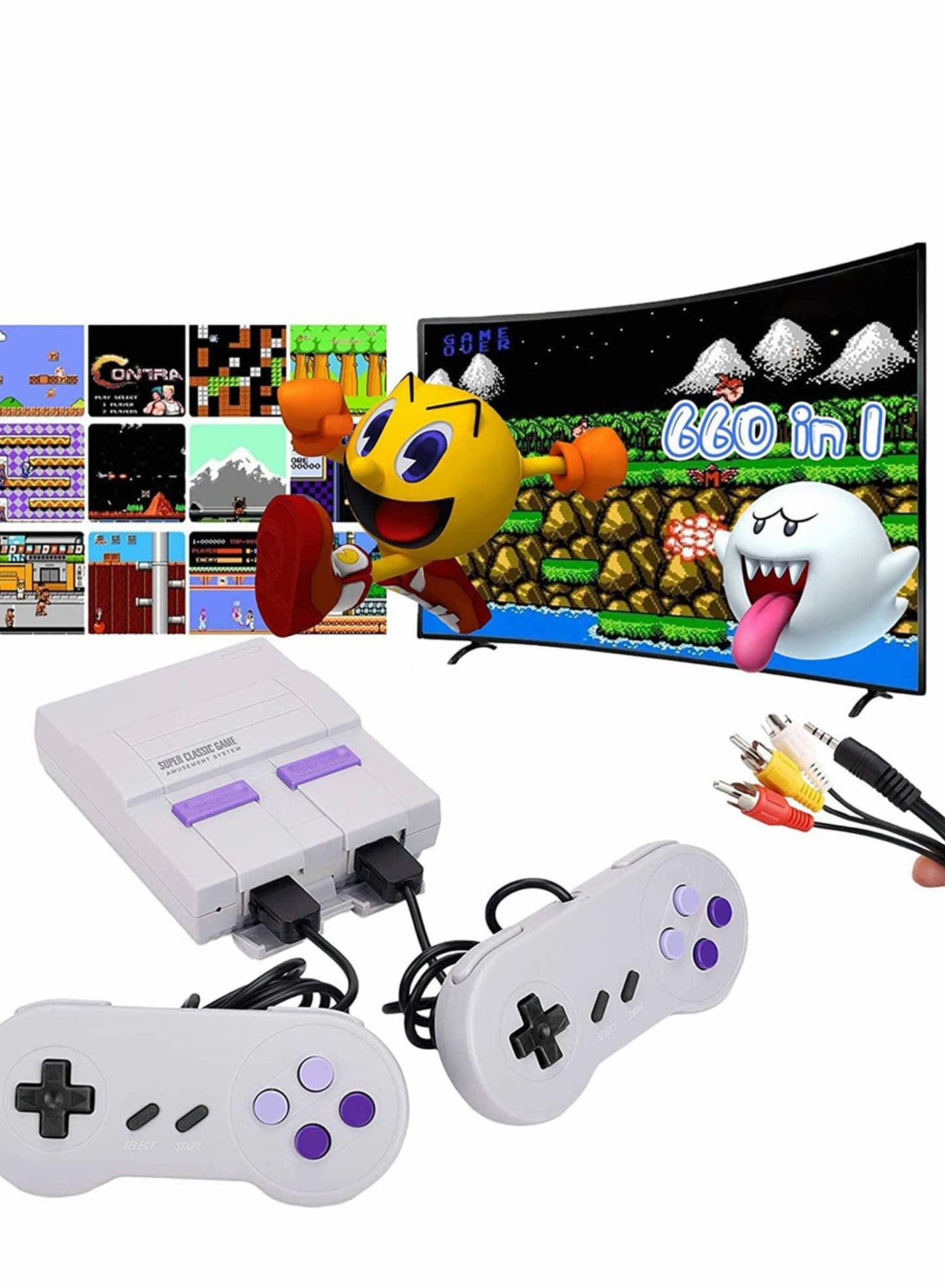Compare Retro Game Console,Classic Mini Retro Game System Builtin 660 Retro Games, AV Output Plug & Play Video Games Console,Retro Toys Gift for Kids. UK Plug at KSA Price