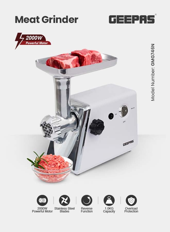Compare Electric Meat Grinder With Stainless Steel Blade 2000 W GMG746BS White at KSA Price
