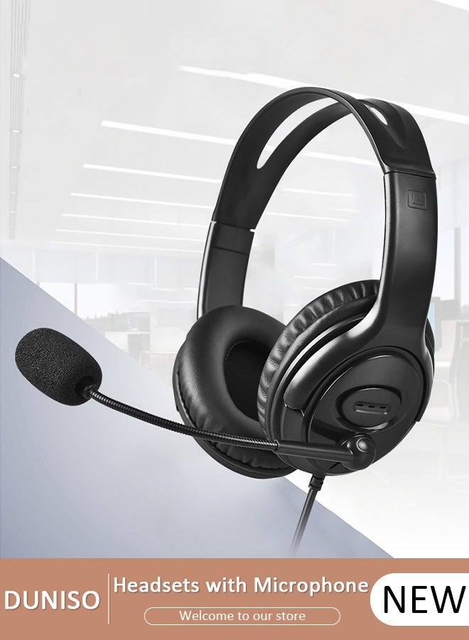 Compare USB Call Center Headset with Mic, Wired Over Ear Headphone, Noise Cancelling Microphone of 120 Degrees Rotation, Adjustable Headband , Comfortable Wearing Design for Office，PC,Study at KSA Price