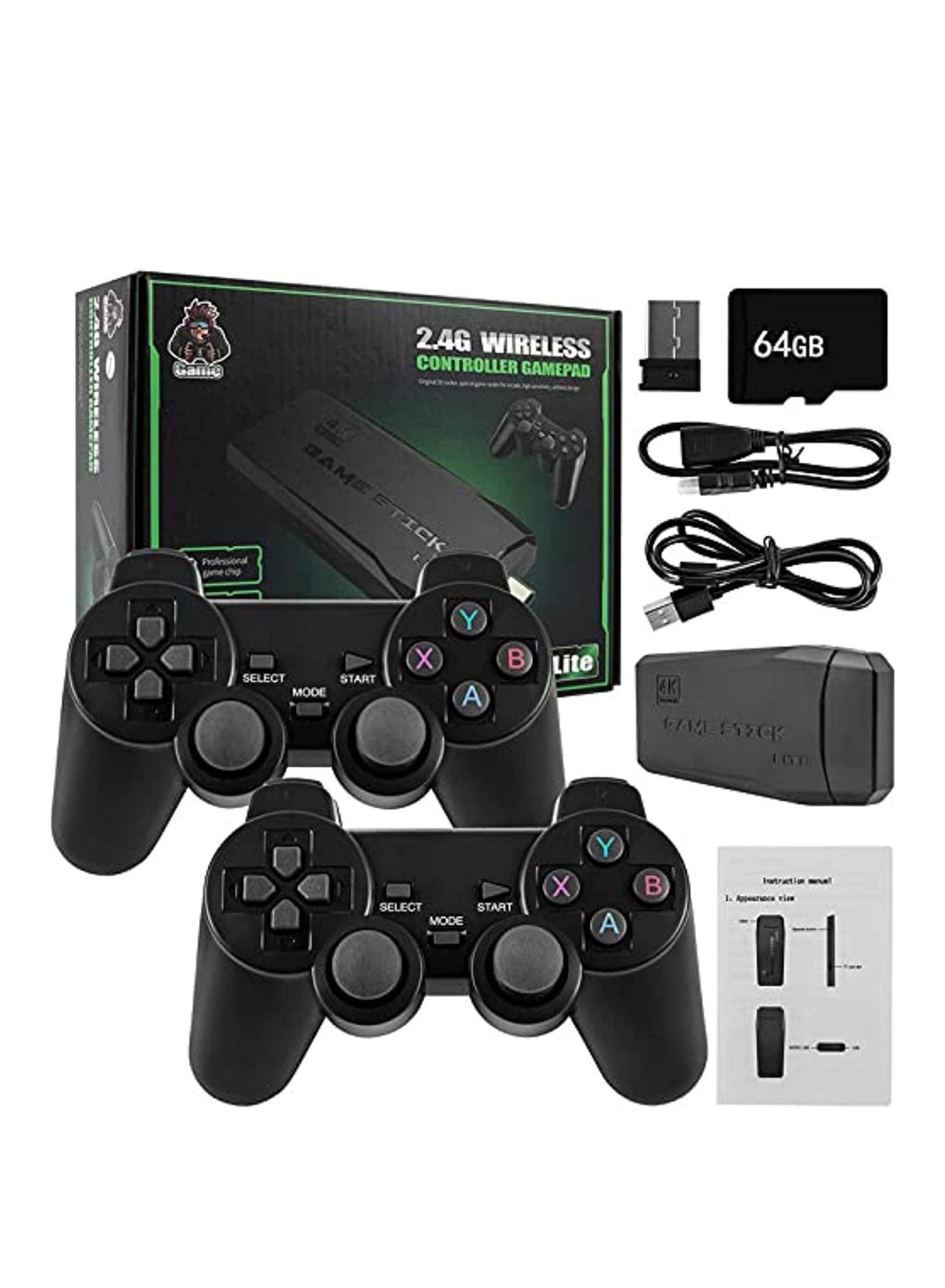 Compare Retro Game Console with Dual Wireless Controllers Plug & Play Video Game Stick Built in 10000+ Games, 9 Classic Emulators, TV 4K High Definition HDMI Output, 64G at KSA Price