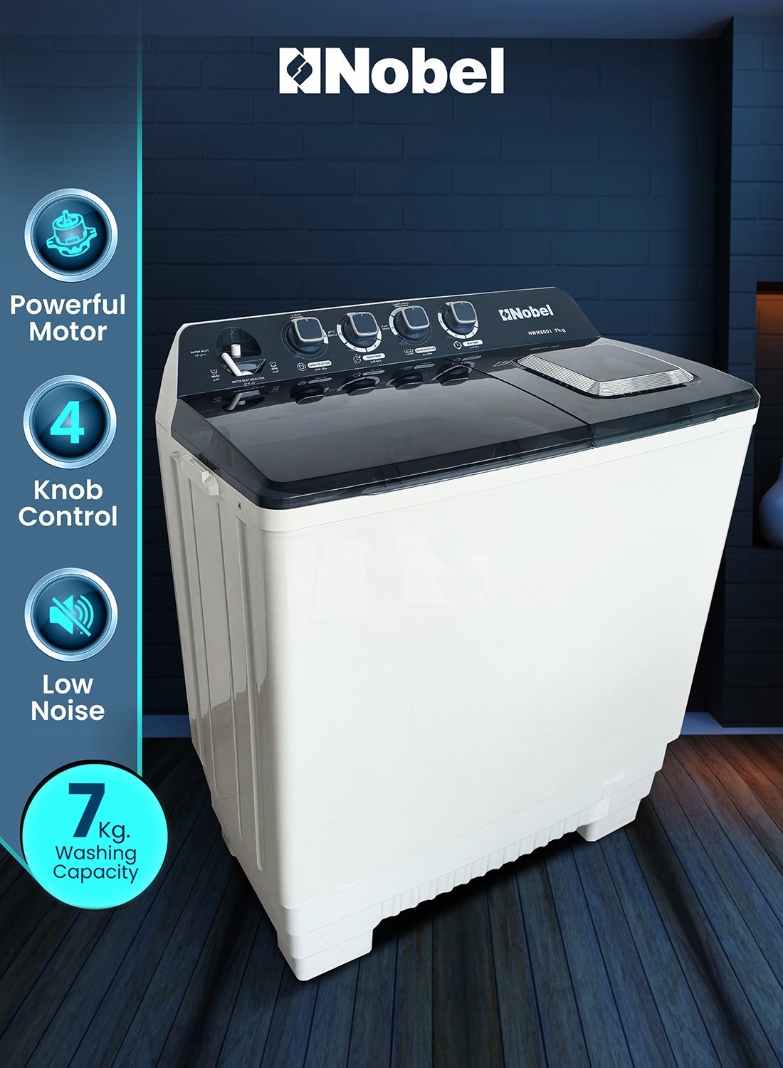 Compare Semi Automatic Twin Tub Washing Machine, 1 Year Warranty 7 kg 150 W NWM8001 White at KSA Price