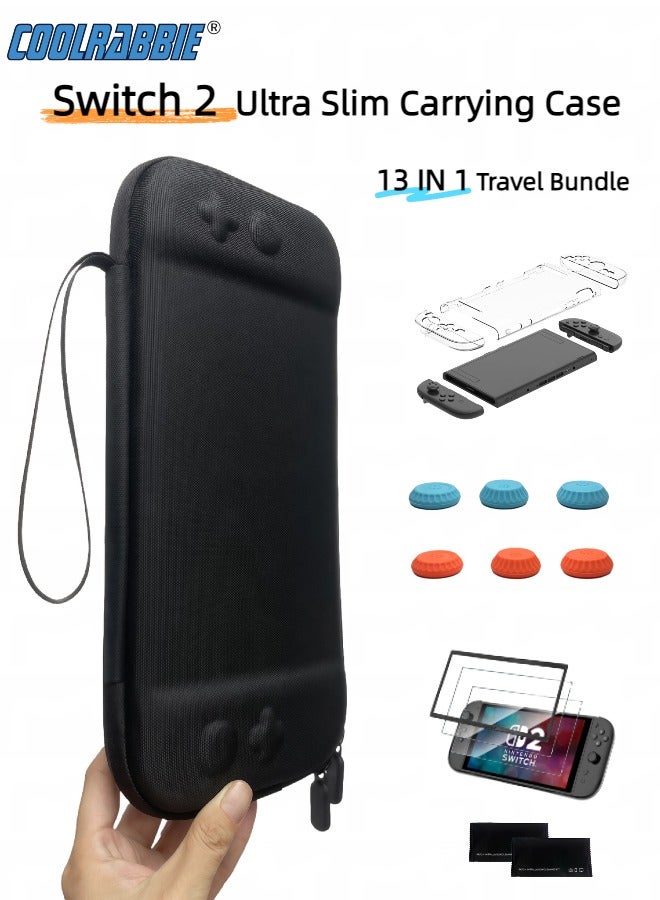 Compare Switch 2 Ultra Slim Bag 13 In 1 Bundle, Accessories Kit For Nintendo Switch 2?Slim Travel Storage Carrying Case With Switch 2 Crystal Cover Kit,6 Thumb Grips,2 HD Tempered Glass Screen Protectors With Alignment Frame,2 Clea at KSA Price