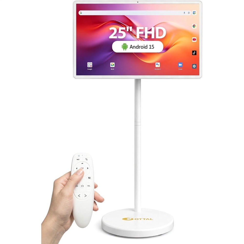 Compare Smart TV 25Inch Portable Monitor with Touch Screen 1080P Smart Screen Rolling TV Stand on Wheels 6GB RAM + 128GB Storage 60Hz Refresh Rate White at KSA Price