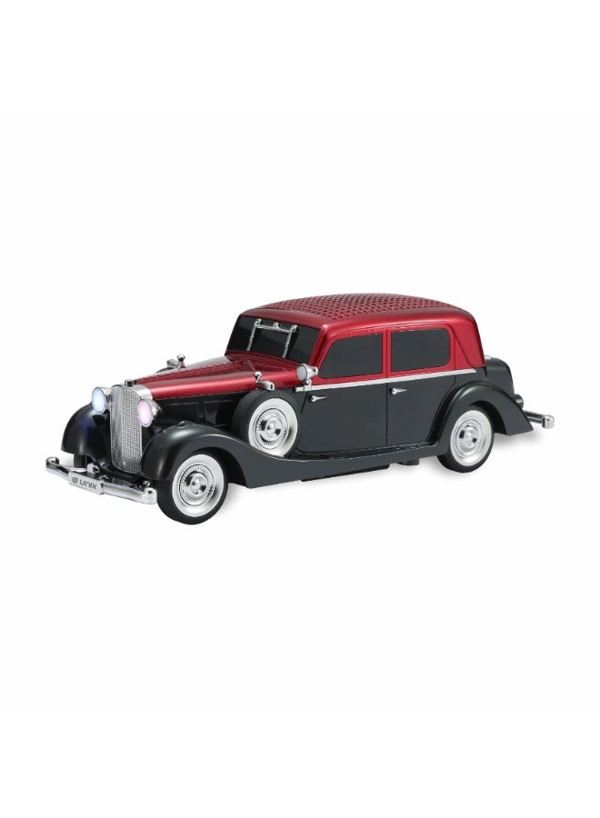 Compare Unix Vintage Pontiac 34 Car Design Wireless Speaker | 10W Deep Bass Audio | Bluetooth 5.4 | TWS Stereo | USBTFAUXFM | Retro LED Headlights | Black at KSA Price