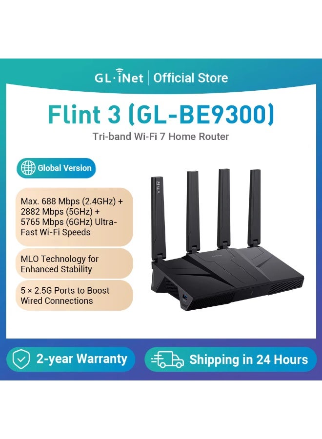 GL.iNet GL-BE9300 (Flint 3) Tri-Band WiFi 7…