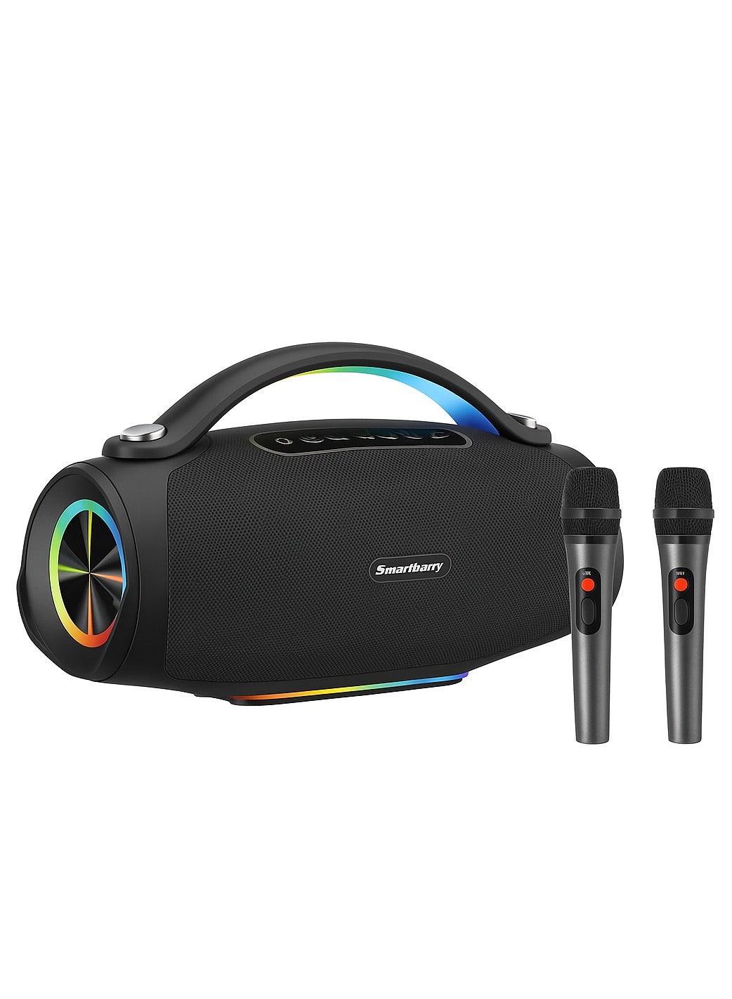 Compare Smartbarry M92 Wireless Karaoke Speaker with Dual Microphones RGB LED Lights Powerful Portable Bluetooth Speaker for Home Parties and Outdoor Events at KSA Price