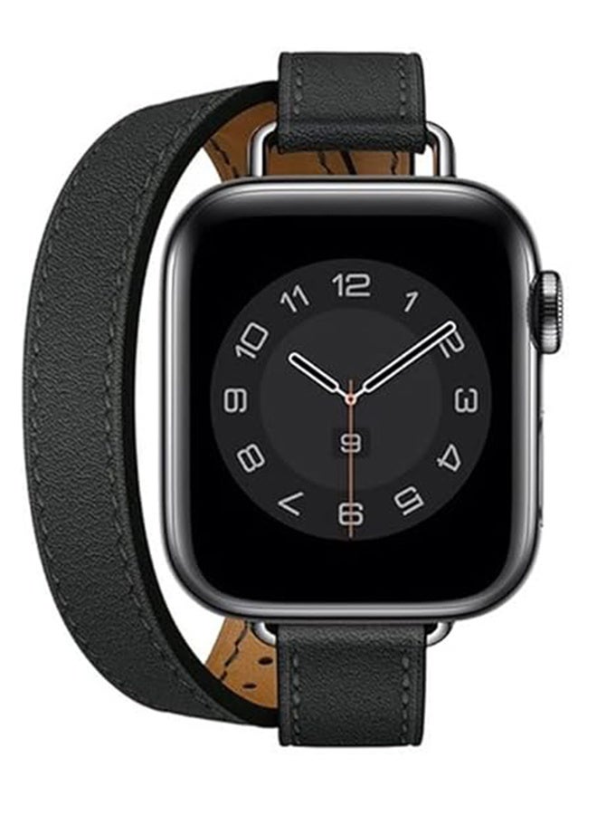 Compare Double Loop Genuine Leather Strap For IWatch Series 876SEUltra54321, Apple Watch Strap 38mm 40mm 41mm Womens Mens Strap Slim Waist Leather Wristband at KSA Price