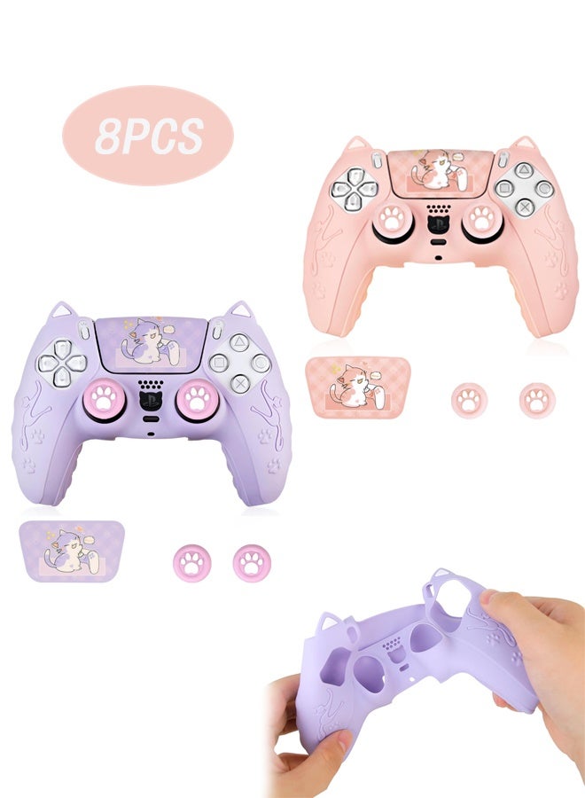 Compare Cute Cat Paw PS5 Controller Skin Set,AntiSlip Silicone Protective Cover Skin Case for PS5 Wireless Controller with 4 Thumb Grip Caps and 2 Sticker  Purple and Pink at KSA Price