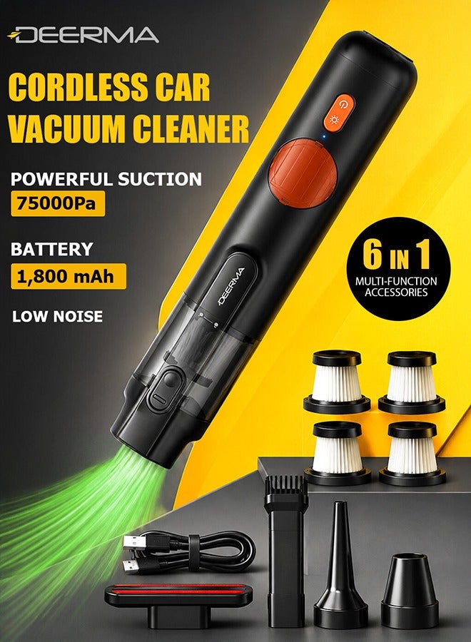 Compare Car Vacuum and Handheld Cordless Vacuum Cleaner, Strong Suction Power, Dual Mode Vacuum + Blow Ideal for Home & Car, Easy Storage  Black 75 W XC01 Black at KSA Price