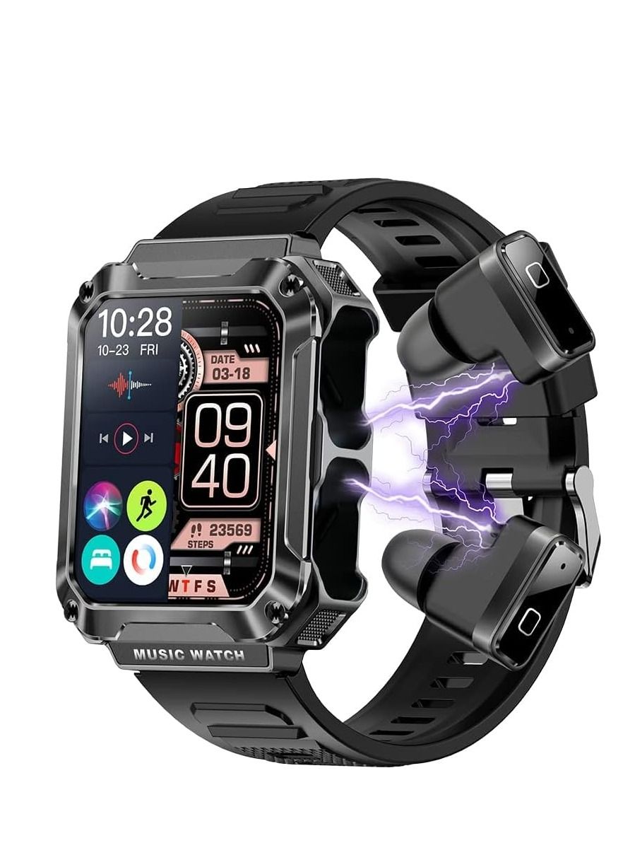 Compare Smart Watch with Earbuds,Watch Buds Smartwatch,3 in 1 Smart Watch Buitin 4GB Memory,1.96 Smartwatches Call ReceiveDial, Waterproof, Recording, Sleep Monitor, Fitness Tracker for iOS Android at KSA Price