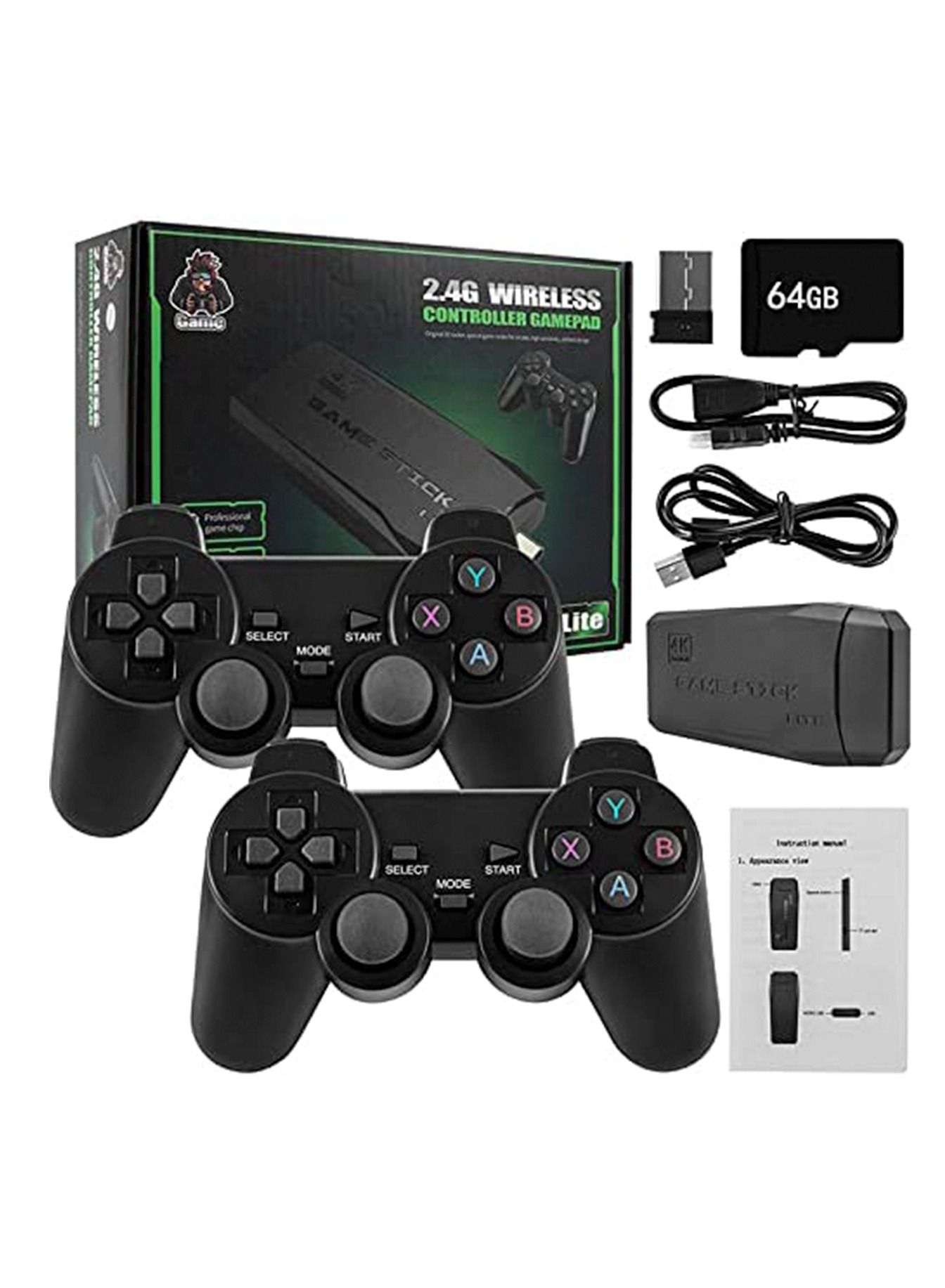 Compare Wireless Retro Game Console Plug and Play Video Game Stick Built in 10000+ Games 9 Classic Emulators 4K High Definition HDMI Output for TV with Dual 2.4G Wireless Controllers64G at KSA Price