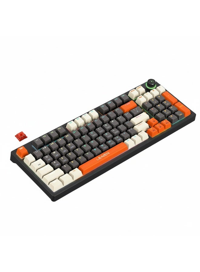 Compare RGB 3 Mode Mechanical Keyboard,Wireless Gaming Keyboard,96Key Hot Swappable Bluetooth Keyboard 5.02.4GWired with Keycap Puller Red Switch at KSA Price