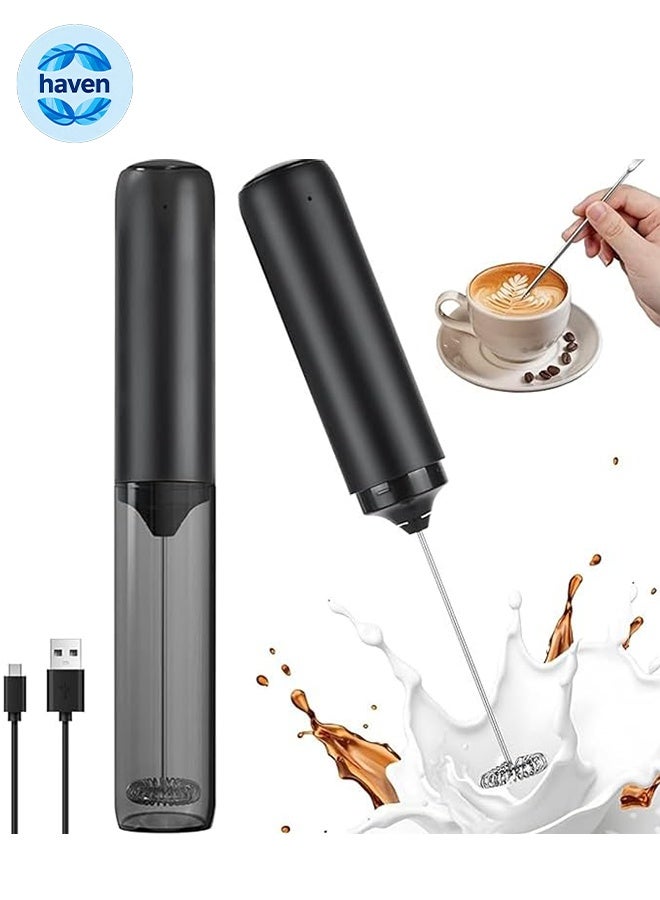 Compare Rechargeable Milk Frother Handheld with Cover, USBC Charging Handheld Foam Maker, Portable Hand Frother Wand Drink Mixer for Matcha Lattes Cappuccino, Kitchen Baking, Black at KSA Price
