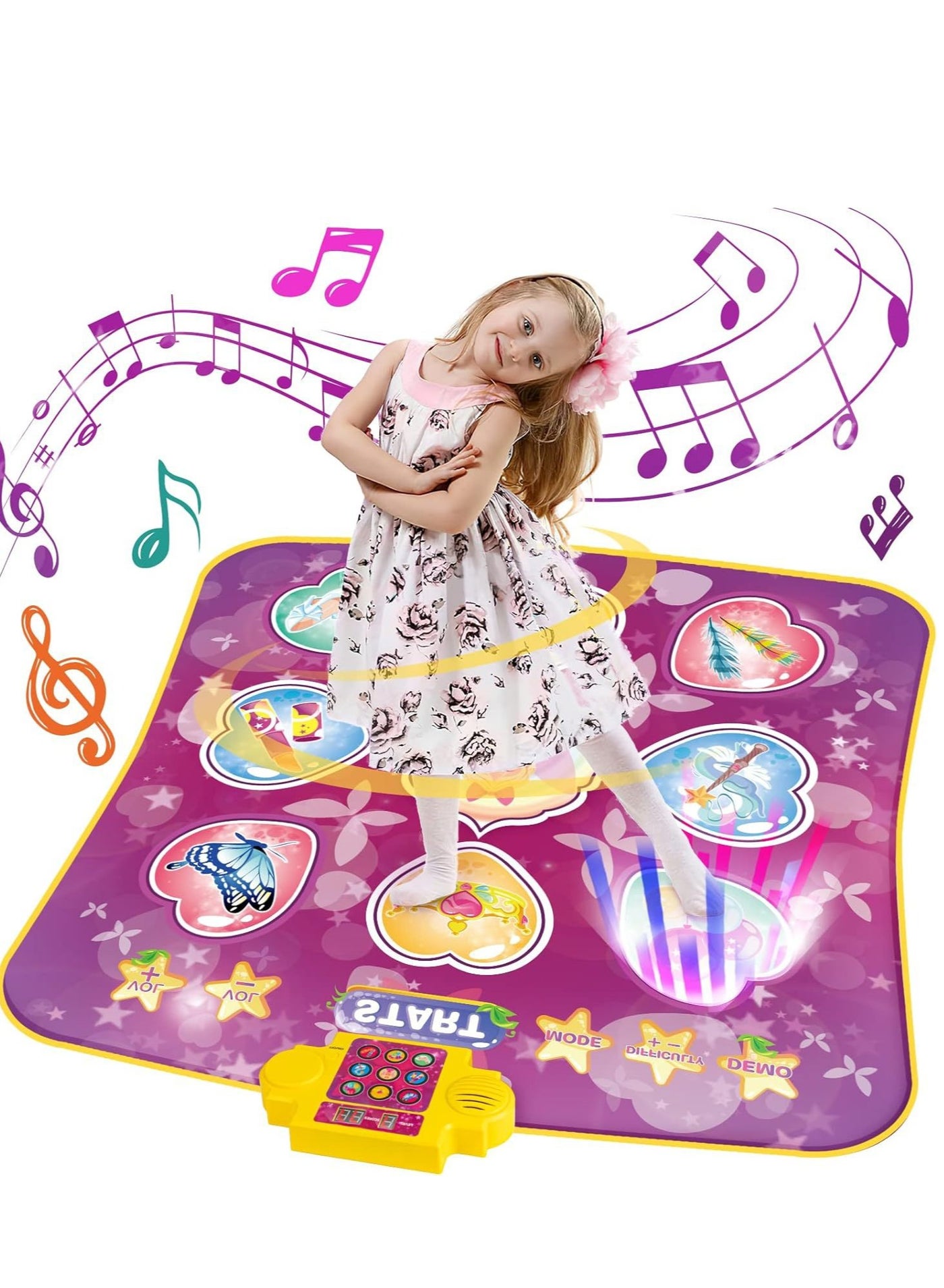 Compare Electronic Dance Mat, Kids Interactive Music Mat with 3 Game Modes, Adjustable Volume, Builtin Music and LED lights, 8 Challenge Levels, Girls Dancing Mat Birthday Gifts for Kids Over 3 Years Old at KSA Price