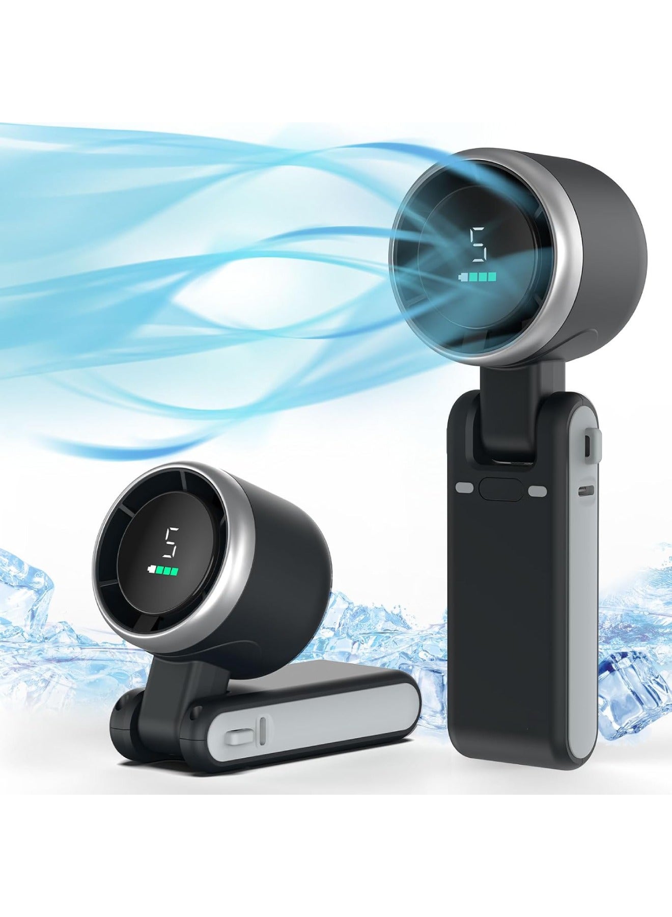Compare Personal Portable Handheld Fan: 5000mAh Battery Powered Rechargeable 20H Runtime  5 Speeds Turbo Cooling Technology Hand Held Fans for Outdoor Travel Camping Hiking Black at KSA Price