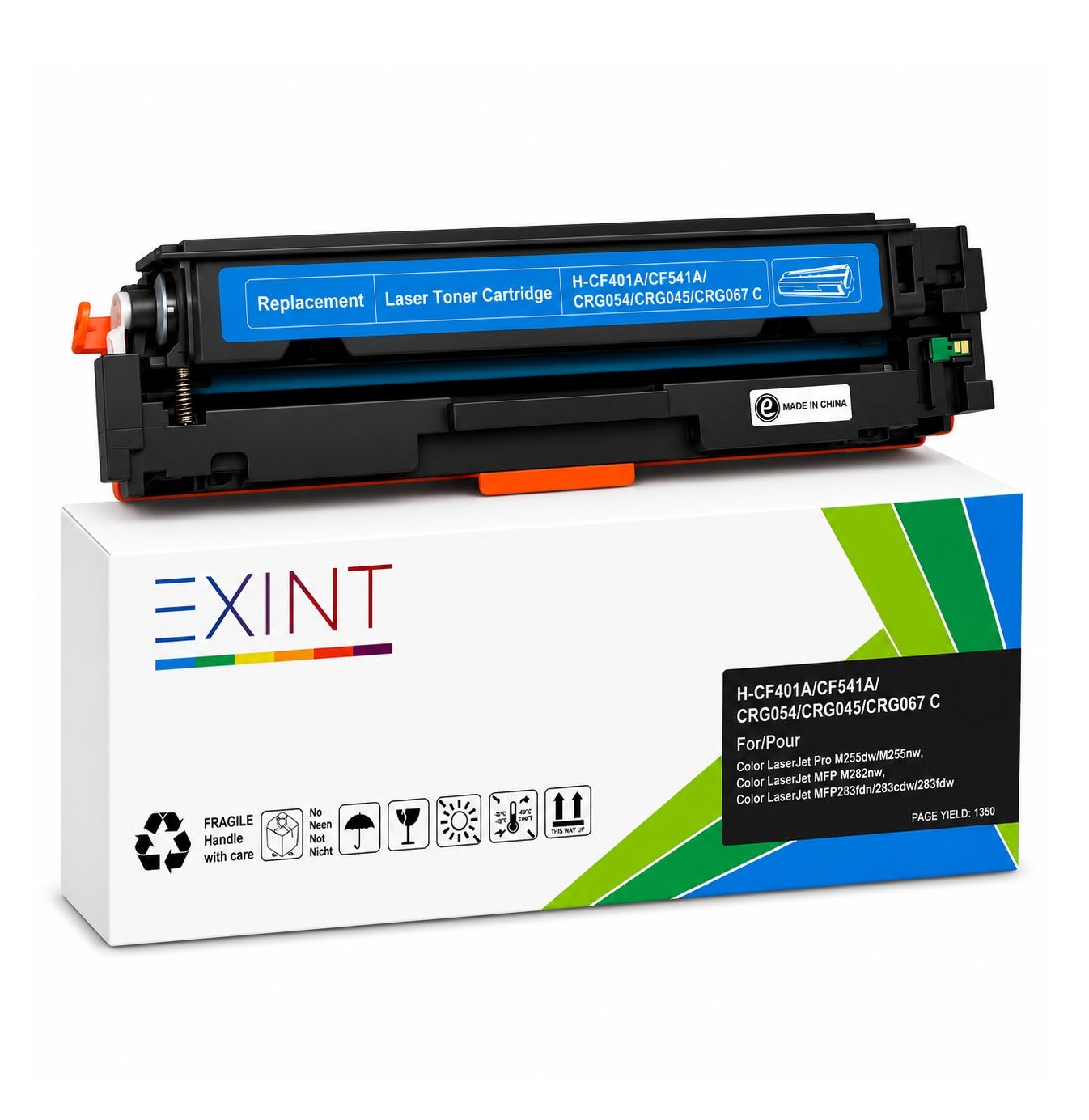 Compare EXINT Compatible Cyan Toner Cartridge HCF401PCF541P045P054P067P CY Replacement for HP LaserJet Pro and Canon iSENSYS Printers at KSA Price