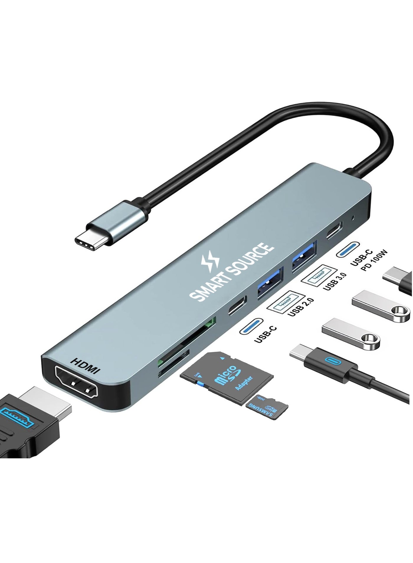 SMART SOURCE 7-in-1 USB C Hub Multiport Adapter with…