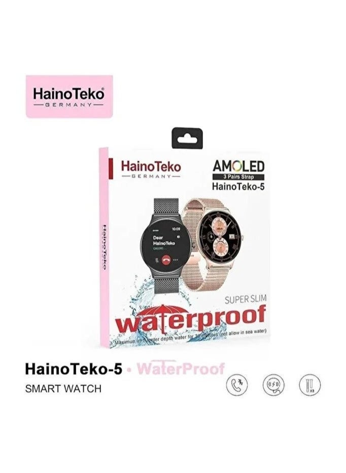 HainoTeko-5 Super Slim Smart Watch Round Shape AMOLED…