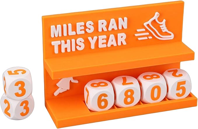 Compare Orange Desk Running Mileage Tracker with Numeral Blocks for Annual Workout Data Recording at KSA Price