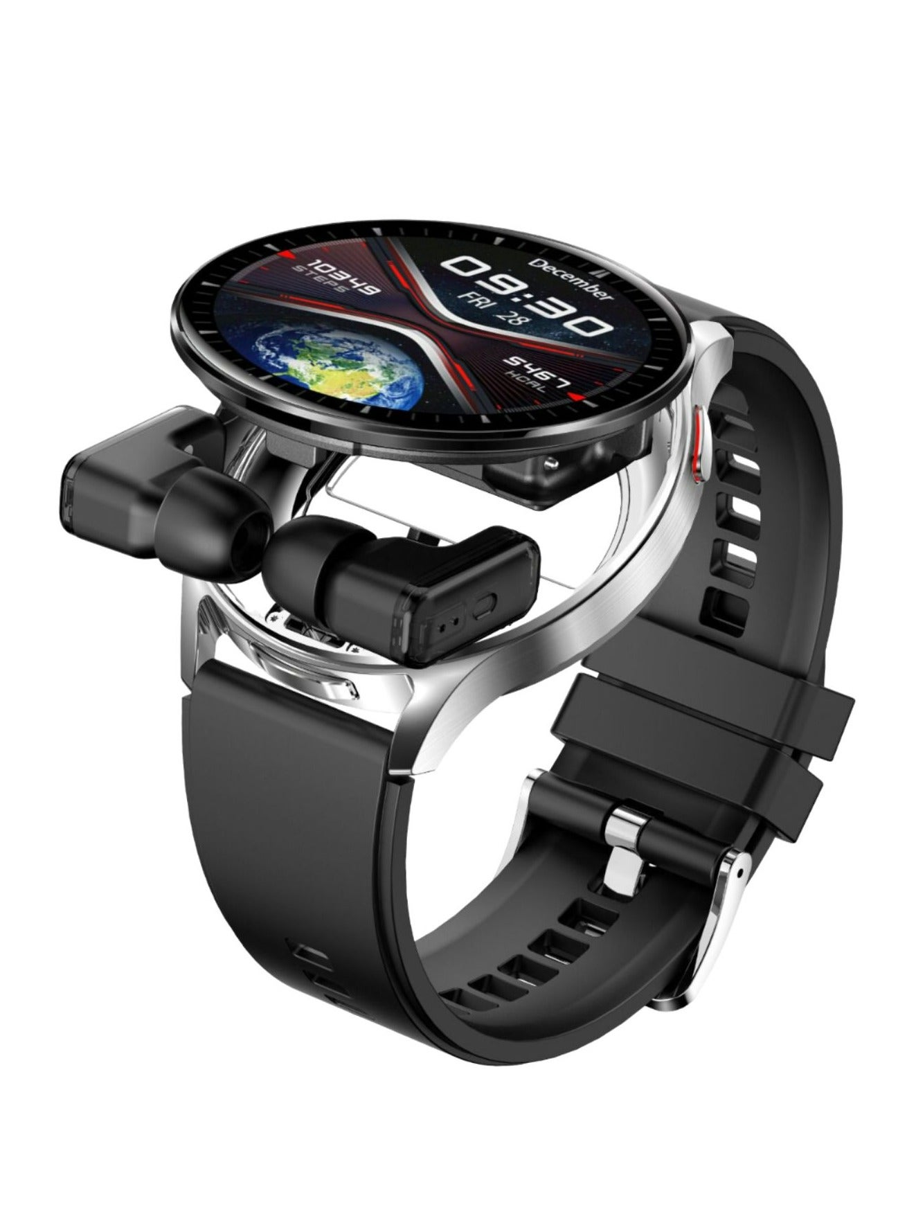 Compare Pulse Smart Watch with Wireless Earbuds, Leather & Silicone Straps, Android 5.0 and iOS 10.0 and Above  Black at KSA Price