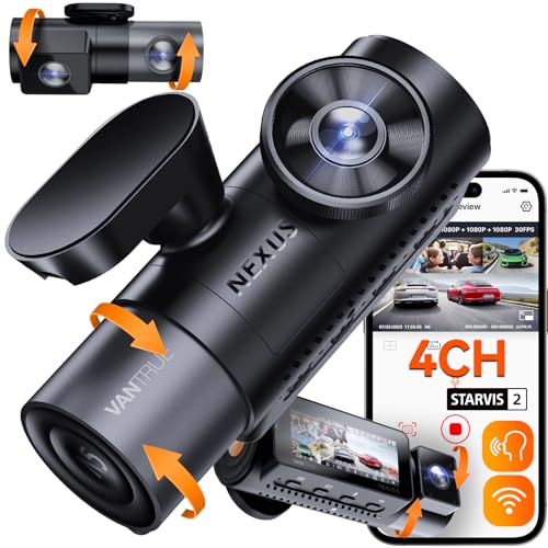 Compare Vantrue N5 4 Channel WiFi 360° All Sides Dash Cam, STARVIS 2, IR Night Vision, 2.7K+1080P*3 Front Rear Inside Dashcam, Voice Control, GPS, 24 Hours Buffered Parking Mode Dash Camera, 512GB Max N5 at KSA Price
