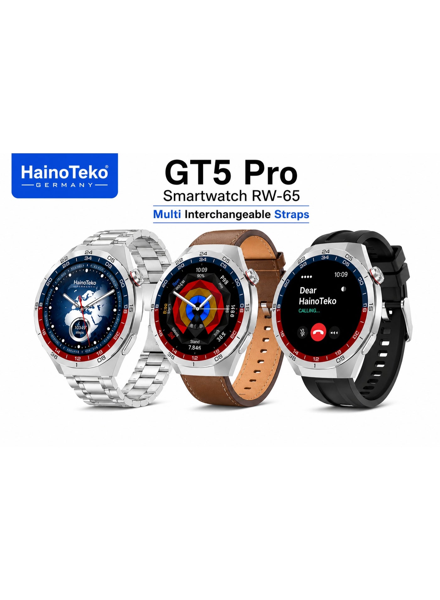 Compare Haino Teko Germany GT5 Pro Smartwatch RW65  Bluetooth Calling Smart Watch, HD Touch Display, MultiStrap Health & Fitness Tracker for Android & iOS at KSA Price