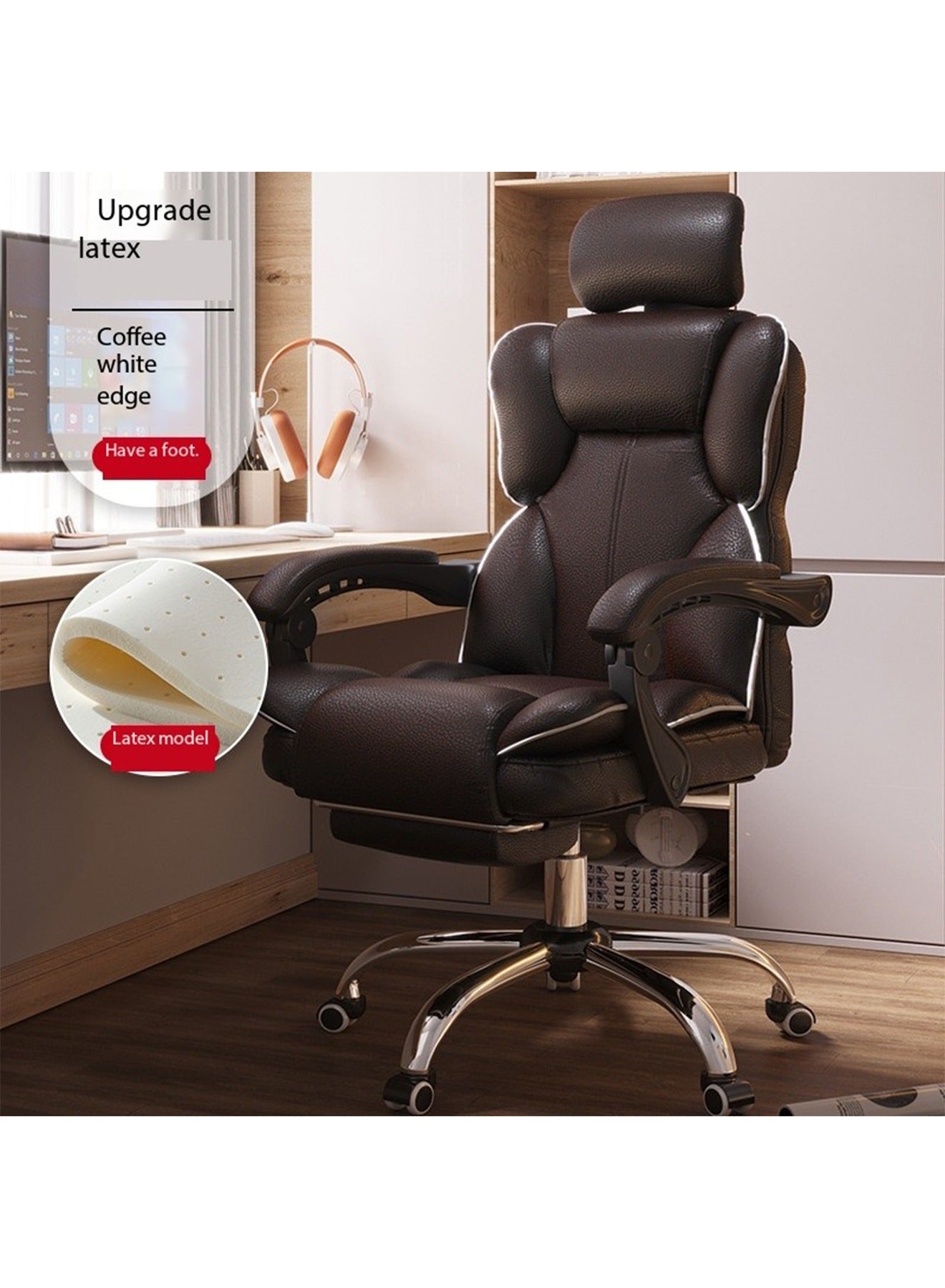 Compare Gaming Office Chair High Back Ergonomic Desk Computer Chair with Lumbar Support Retractable Footrest Adjustable Swivel and ArmRest at KSA Price