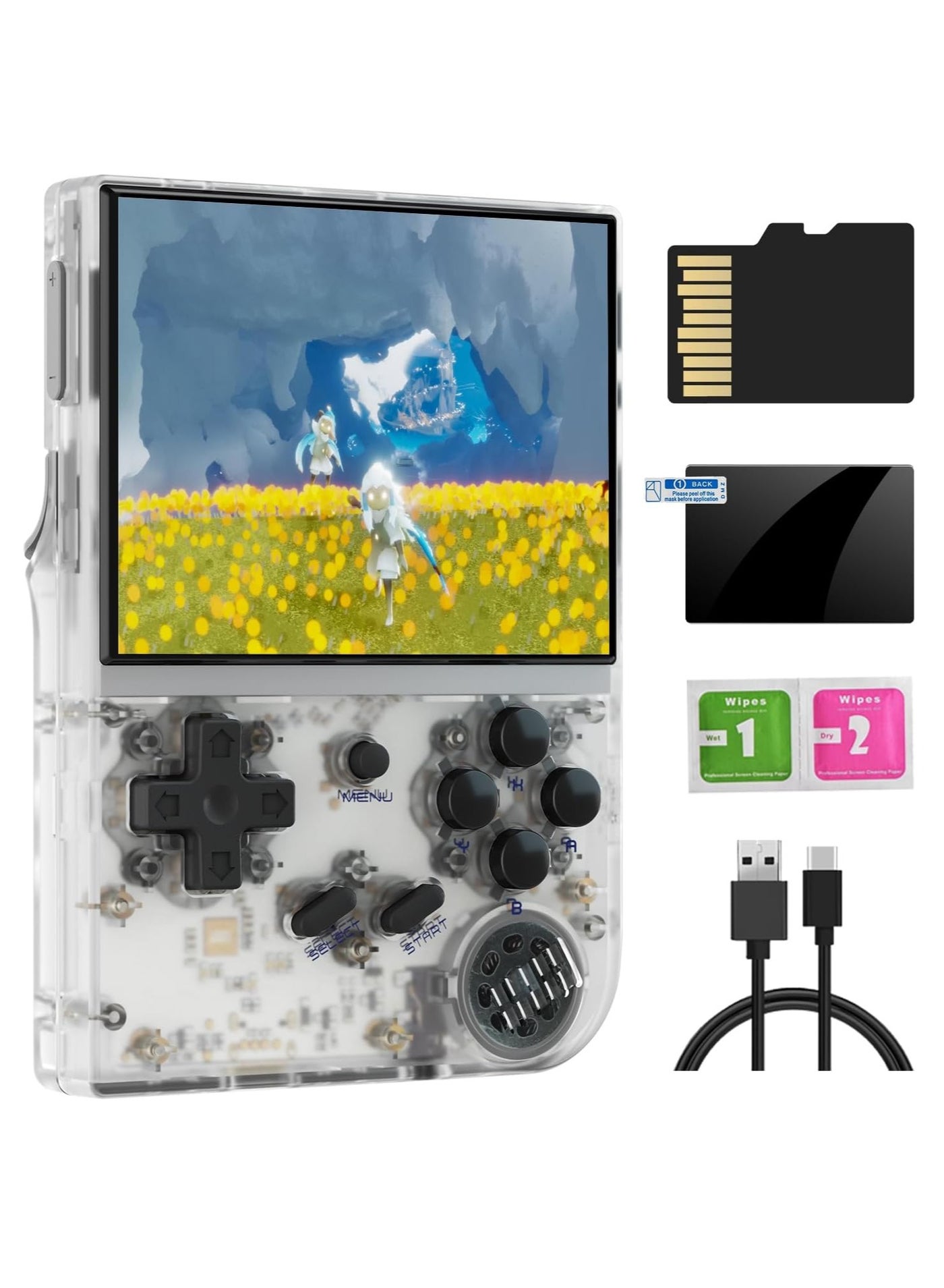 Compare RG35XX 2024 New Version Retro Handheld Game Console, Upgraded Chip, Linux System 3.5Inch IPS Screen Builtin 128G TF Card and 13000+ Classic Games, Support HDMI TV Output White 128G at KSA Price