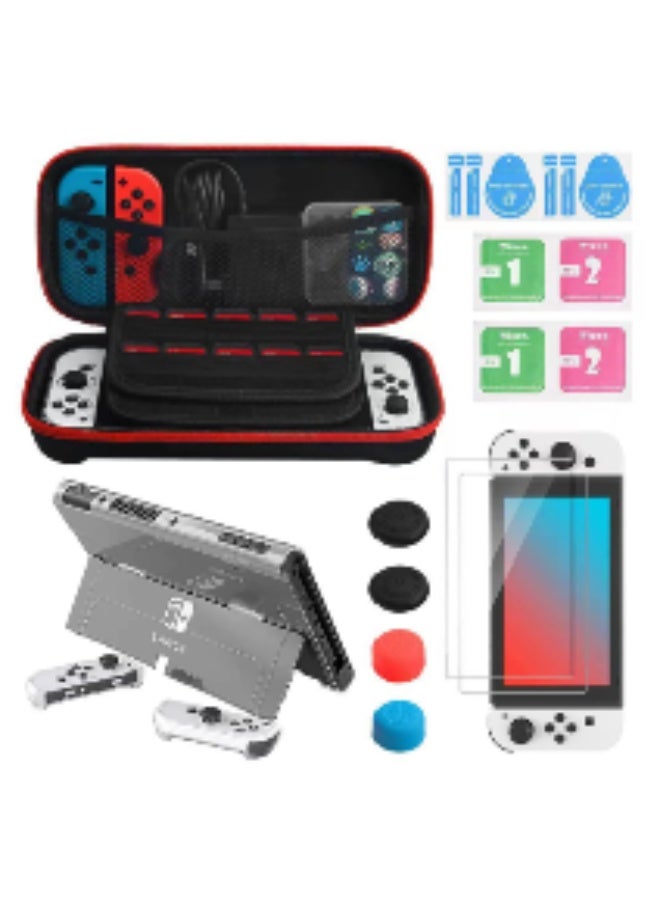 Compare AllinOne Nintendo Switch OLED Accessory Set Shockproof Travel Storage Case Full Protection Screen Film Shell Adjustable Game Holder Silicone Joystick Caps Charging Wire at KSA Price