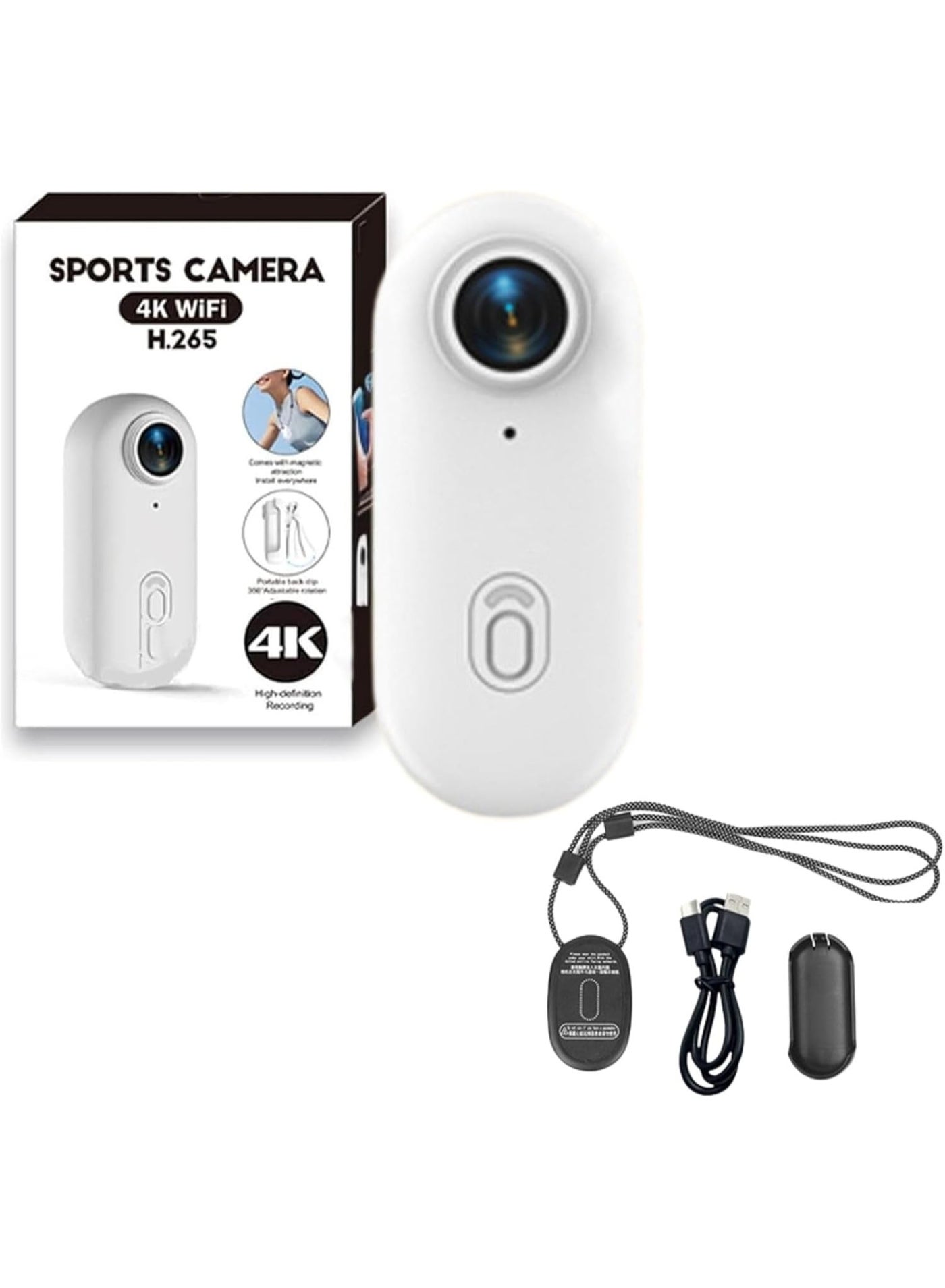 Compare 4K Ultra HD WiFi Action Camera  Tiny Thumb Size 1.25oz, Magnetic & Wearable Body Cam with 360° Clip, 131ft Waterproof IPX8, 120Min Battery Life, HandsFree POV Vlogging for Cycling, Motorcycle, Diving & Sports – Supports 256GB TF Card, Loop Rec at KSA Price