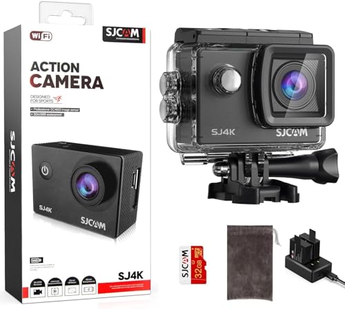 Compare SJCAM SJ4000 ProGrade 4K Action Camera, 40MP 3Axis EIS Stabilization Motorcycle Sport Camera, 170°FOV Waterproof Camera Underwater, 5X Zoom, Dual Batteries, 32G SD Card and Helmet Accessory Kit at KSA Price