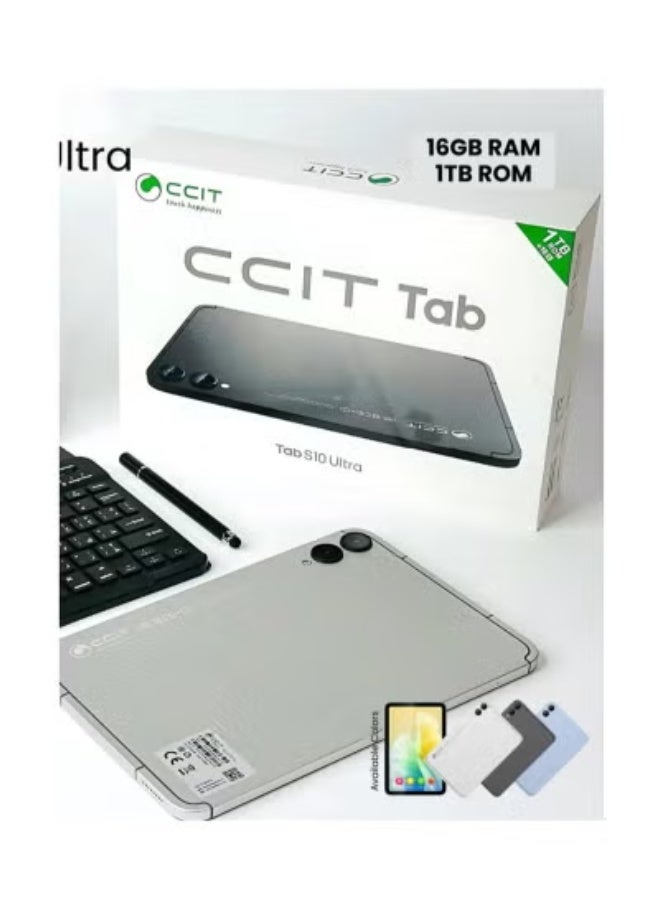 Compare CCIT Tab S10 Ultra 10.1 Android Tablet – 16GB RAM, 1TB ROM, Dual SIM 4G LTE, Full HD Display, 10000mAh Battery, Stylus, Wireless Keyboard & Mouse – Black | HighPerformance Android Tablet for Office, Online Learning, Gaming & Media Streaming at KSA Price