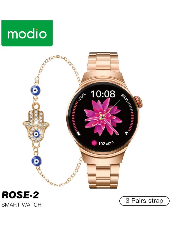 Modio ROSE-2 Smart Watch for Women – Silver Set Display…