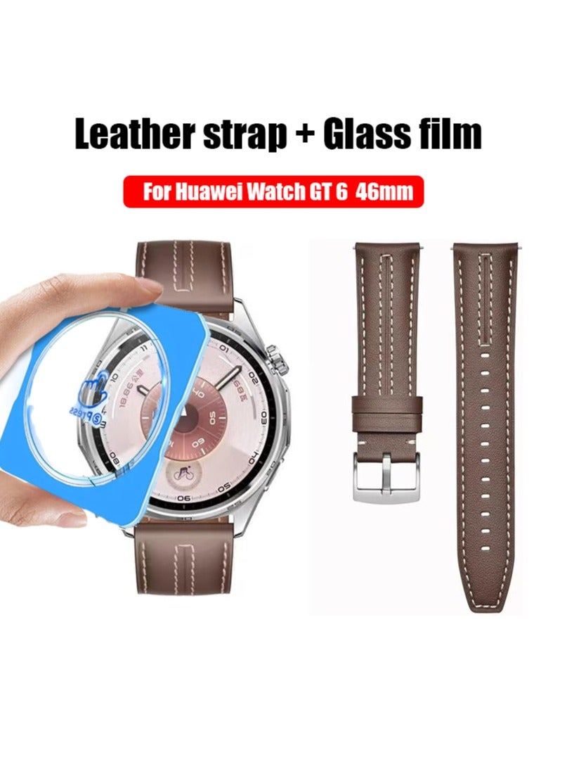 22mm Genuine Leather Strap and Tempered Glass Film…