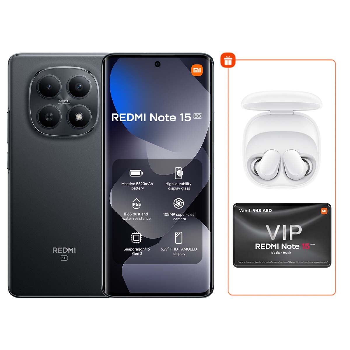 Redmi Note 15 Dual SIM 5G Black 8G RAM…