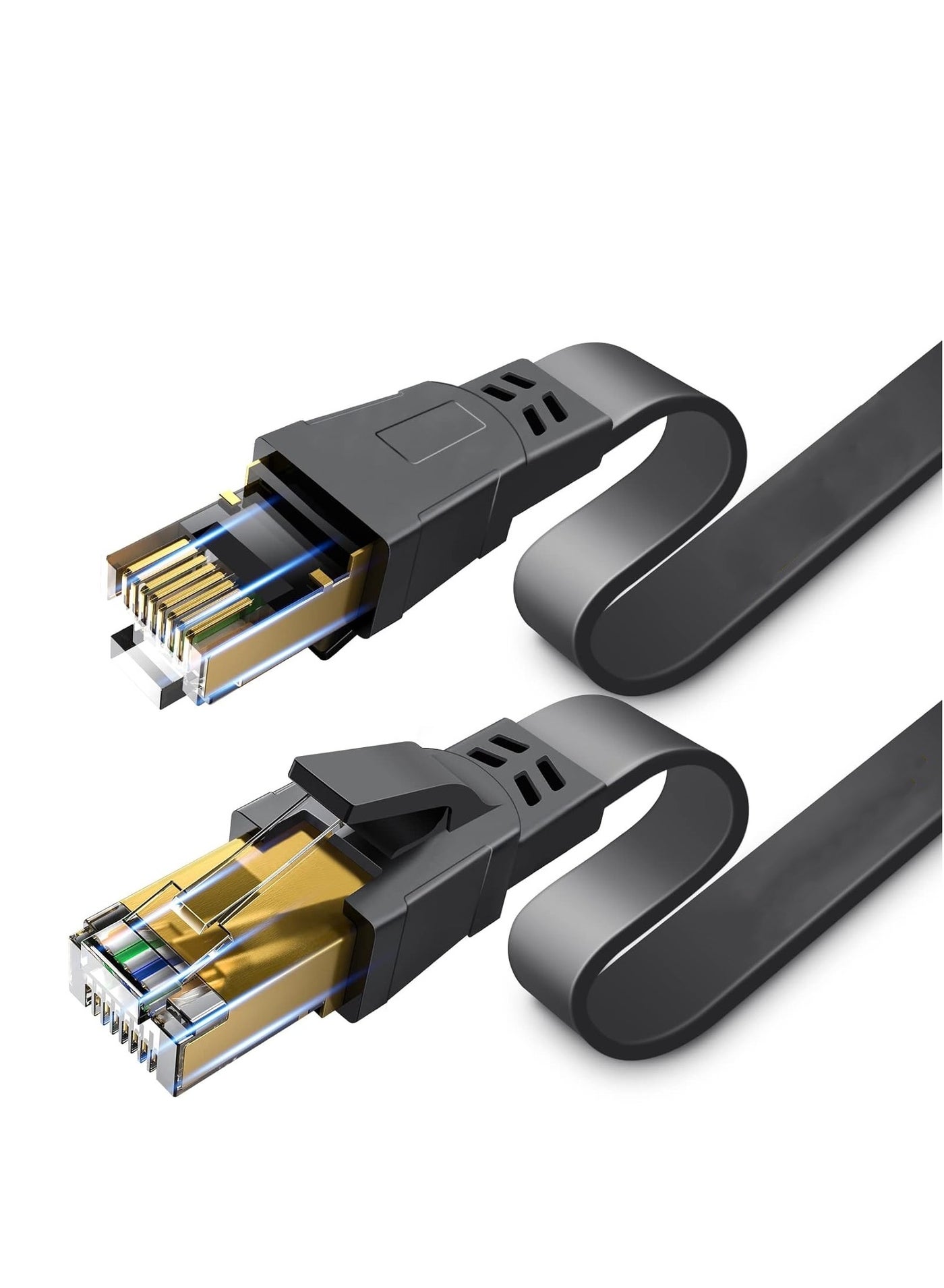 Compare Cat8 Ethernet Cable, 30 Meters 40GBPS 2000Mhz Flat LAN Network Cable, High Speed Shielded Internet Network Patch Cord with Gold Plated RJ45 Connector for Modem, Router, Switch, PS5PS4PS3, Xbox at KSA Price